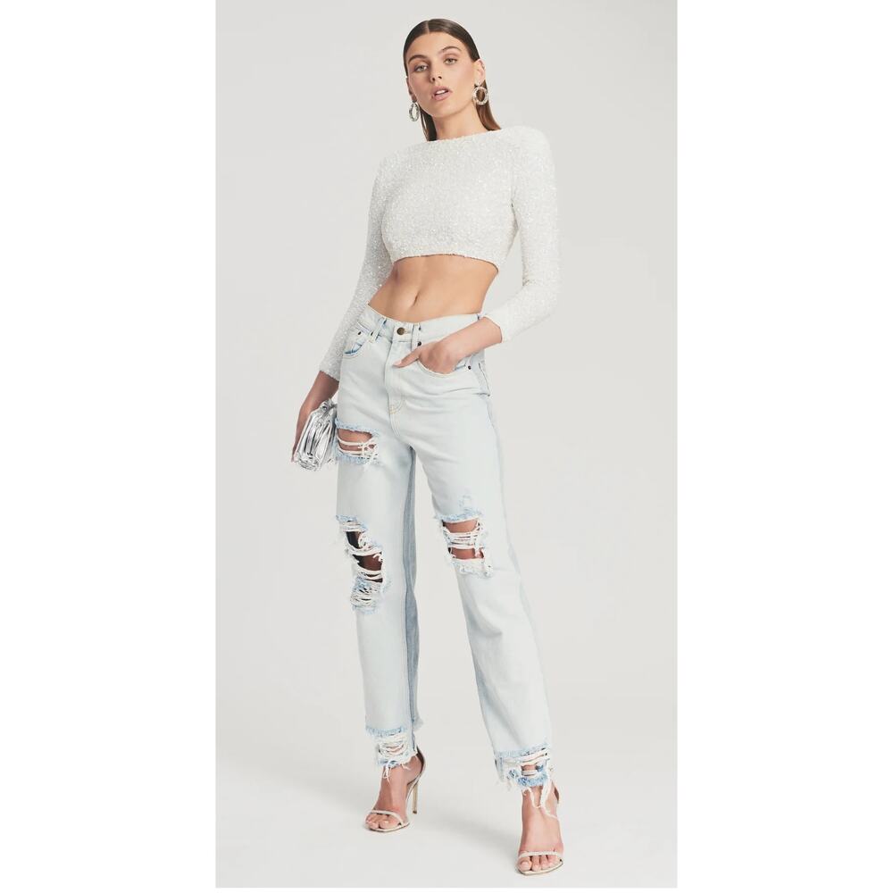 Retrofete Maggie Denim Jean Two Tone Laguna Womens Size 24 New Distressed - Picture 2 of 13